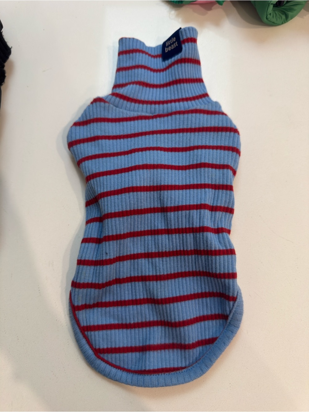 Little Beast Blue & Red Striped Dog Sweater